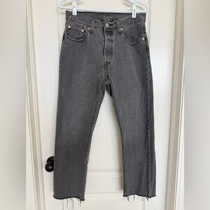 Levi's 501 Original Raw Hem Ankle Jeans